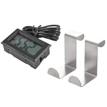 1 X LCD, Frigider Frigider Congelator Termometru Digital Temperatura de -50 - 110 grade Celsius și 2Pc Ușa din Spate Cârlig din Oțel Inoxidabil