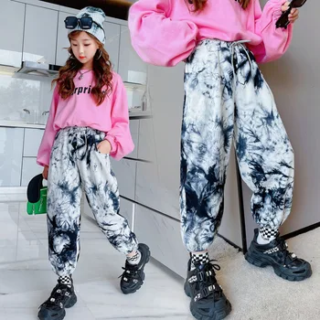 Adolescente de Primavara Casual Pantaloni Harem Copii coreeană Liber Sport de Moda Tie-dye pantaloni de Trening Copii Streetwear Pantaloni 3-14 Y