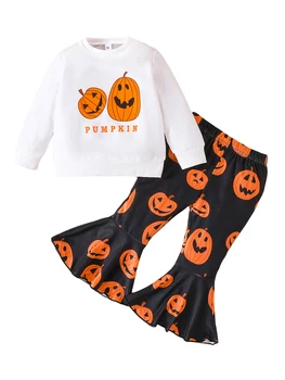 MALCIKLO Baieti Halloween Tinute de Toamna Fantoma Imprimare Echipajul Gât Maneca Lunga Bluze Pantaloni Jogger