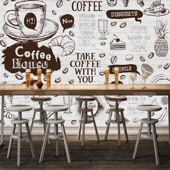 American Pictate Manual Perete Alb Ilustrare Magazin De Cafea Industriale Decor Tapet Restaurant De Fundal De Hârtie De Perete Pictura Murala