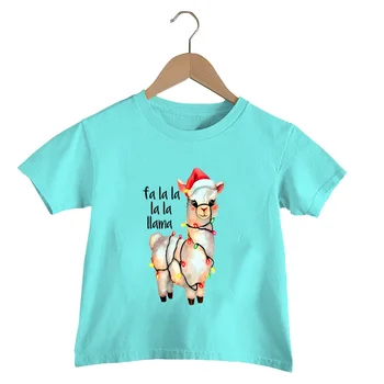 Fa La La Lama De Imprimare Băieți Haine Casual De Vara Copii Tricou Drăguț Llama Grafic Topuri Tee Crăciun Animal Llama Fete Tricou