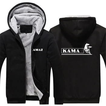 KAMAZ 2023 Barbati Iarna Noi de Imprimare se Ingroase mai Cald Fleece cu Gluga Paded Hanorace Casualwear Hip-Hop cu Fermoar, Jachete Paltoane Topuri