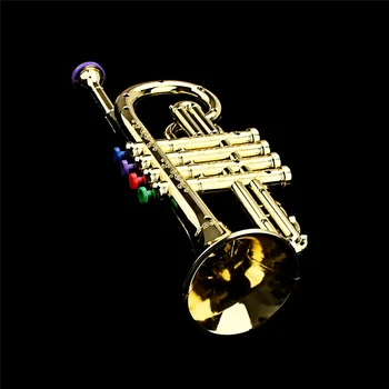 Trompeta Copii Muzicale de Jucărie de Învățământ Instrumente de suflat ABS Aur de Trompeta cu 4 Chei Colorate pentru