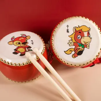 Doisprezece Zodiac piele de Vacă de Tobe pentru Copii Cu Copane Chineză Muzicale de Percuție Leu Dragon Eveniment de Dans Joc Instrumente Kit
