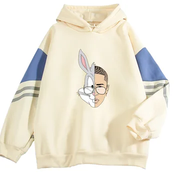 2021 Noul Bad Bunny Hanorace Jachete Barbati/Femei Populare logo-ul autocolant de Moda Streetwear Liber Casual Pulovere Hip-Hop Hoodie