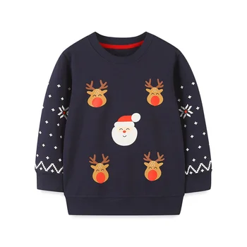Sărituri Metri 2-7T de Crăciun Maneca Lunga Fete Bluze de Bumbac Copilul de Vacanță de Anul Nou cu Gluga Tricouri Copii Haine Copii