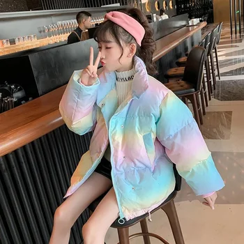 Moda Rainbow Jos Jacheta pentru Fete de Iarna Copii Îngroșarea Cald Hanorace, Îmbrăcăminte pentru Copii Adolescent de Zăpadă purtați Îmbrăcăminte exterioară 4-14Y