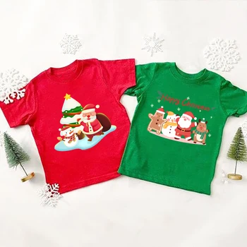 Craciun fericit Mos Craciun Copii Tricou de Moda pentru Copii Haine Baieti Fete Maneci Scurte T-shirt Copii Xmas Holiday Tricouri