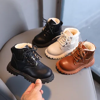 2023 Iarna Pluș Ghete Baieti Moda Glezna Cizme Fete Pantofi cu Talpă Moale Pantofi anti-Alunecare Pantofi pentru Copii pentru Fete Copil Pantofi