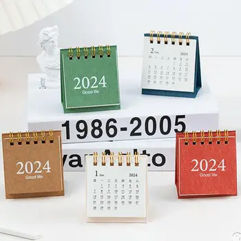 2024Mini Bobina Tabelul Calendar de Birou Morandi Tabelul Calendar Desktop Decor Creativ Planificator de zi cu Zi Programul de Lucru Rechizite de Birou