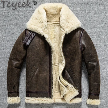 Tcyeek 100% naturale reale de sex masculin haina de blana.Oameni cald iarna gros strat de lână.calitate B3 shearling pânză.Plus dimensiune Peles