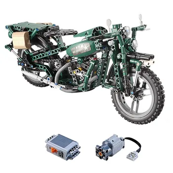 Militar Model de Motocicleta DIY Motocicleta Bloc Set de Construcție 3D Jucarii Educative Jucarii Electrice Copil Cadou de Colecție