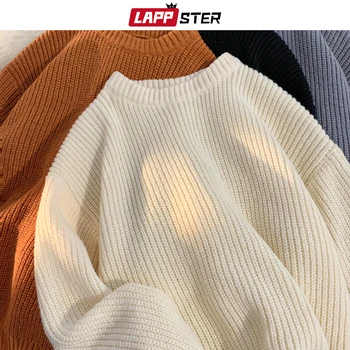 LAPPSTER Gros de Iarna Vintage Moda coreeană Pulovere Y2k Pulovere Harajuku Streetwear Knitwears Supradimensionate, Pulovere Tricotate