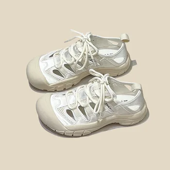 2022 Vara Femei Sandale cu Ochiuri Pantofi Casual Alb cu Talpi Groase Dantela-Up Sandalias sandale Pantofi de Plaja pentru Femei Nou Zapatos Mujer