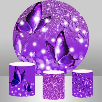 Sclipici Violet Fluture Rotund Fondul pentru Petrecerea de Ziua Decor Bokeh Strălucire Copil Nou-născut Duș Fotografie de Fundal