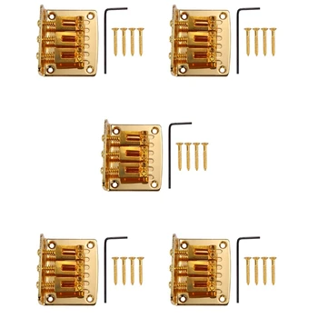 5X Cutie de Trabucuri Chitara Piese: 3-Șir de Aur de Încărcare de Top Hard-Tail Reglabil Pod de Aur de Culoare