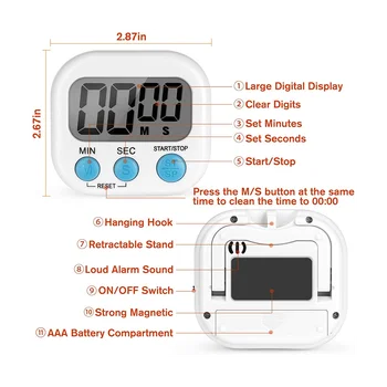 2 buc Timer Bucătărie , Magnetic Cronometre Digitale de Alarmă cu voce Tare Cronometre de Bucatarie pentru a face Upgrade Clasă Timer pentru Copii