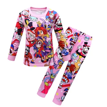 Copii Seturi de Îmbrăcăminte pentru Băieți și Fete Film Uimitor Digital Circ Costume de Primavara Toamna cu Maneci Lungi tricou + Pantaloni Pijamale 2 buc