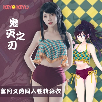 KIYO-KIYO Anime Cosplay Demon Slayer Tomioka Giyuu Bikini Costum Cosplay Tomioka Giyuu Sexy costume de Baie Costume de Halloween