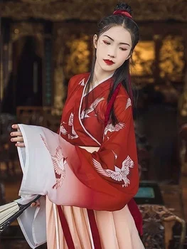Hanfu Stil Chinezesc Femei Chineză Tradițională Scena De Dans Rochie De Sex Feminin Zână Cosplay Costum Hanfu Roșu Halloween Îmbrăcăminte