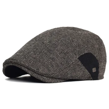 Capac De Vânzător De Ziare Bărbați Gros De Iarna Cald Casual Vintage Stripe Berete Gatsby Pălărie Pălărie Reglabil