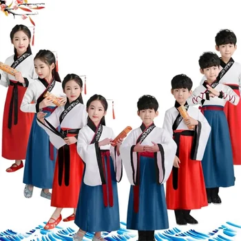 Copii Tradițională Chineză Fete De Îmbrăcăminte Costume Vechi Dans Popular Hanfu Rochie Pe Scenă Băieții De Cultură Tang