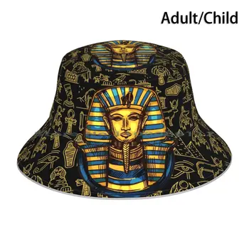 Aur Faraon Egiptean Cu Aur Hieroglific Model De Fundal Găleată Pălărie De Soare Capac Egiptean Beetle Faraon Negru Model