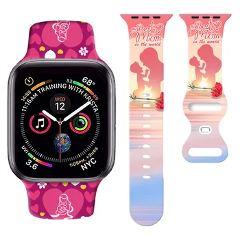 Ziua mamei Serie Tipărite Fluture Catarama Curea de Moda Pentru Apple Watch Band 9/8/7/6/5/4/3/2/1 Ultra 38/40/41mm 42/44/45/49mm