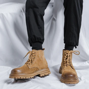Stil Retro clasic lucrate Manual pentru Bărbați Cizme Clasice de Agrement Pantofi de Moda Glezna Cizme Confortabile din Piele Casual Stil Britanic Pantofi