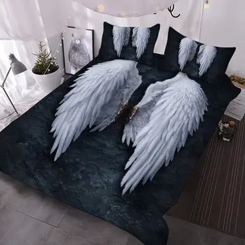 Aripi de înger Carpetă Acopere Stabilit Lucifer, Îngerul Seturi de lenjerie de Pat Estetice Aripa Pene Mângâietor Cover Set Complet de Dimensiuni King Size pentru Fete
