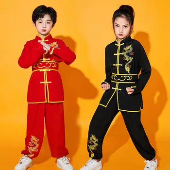 Tradițională Chineză Wushu Îmbrăcăminte Tai Chi Uniformă Copii Kung Fu Tinutele Nouă Etapă De Performanță Hanfu Arte Martiale Costume Costum