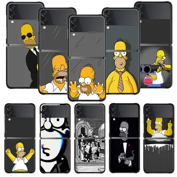 Caz de telefon Pentru Samsung Galaxy Z Flip 4 Z Flip3 5G Shell pentru Galaxy Z Flip PC Greu Capacul Fundas Familia Simpsons Amuzant Împotriva