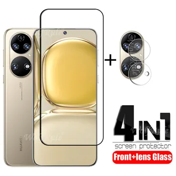 4-în-1 Pentru Huawei P50 Glass Pentru Huawei P50 Sticlă Călită Complet Acoperi Gule Telefon de Film Protector de Ecran Pentru Huawei P50 Len Sticlă