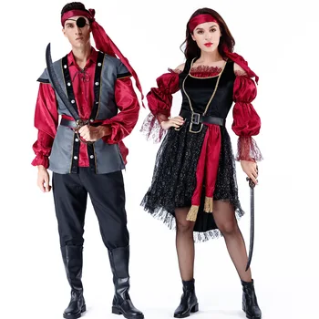 Căpitanul pirat Costume pentru Adulti Barbati Pirat Costum Cosplay Set pentru Femei Petrecere Pirati Rochie de Carnaval de Lux