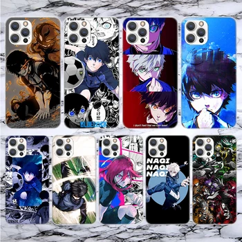 Albastru de Blocare de Fotbal Anime Telefon Moale Caz Pentru iPhone 14 13 12 Mini 11 Pro Max 15 Ultra X XR XS 7 Plus 8 6S 5S SE 2020 Model