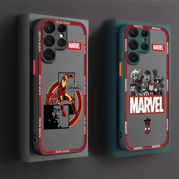 Marvel SpiderMan Iron Man Logo Caz de Telefon Pentru Samsung S22 S21 Ultra S20 FE S10 S10E Lite Plus Mat Translucid Mat Acoperire