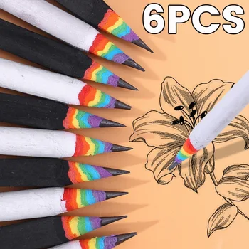 6/1BUC Creioane Colorate Curcubeu Creioane Copii Scris de Student Desen Consumabile Culori Asortate pentru Birou, Scoala de Aprovizionare