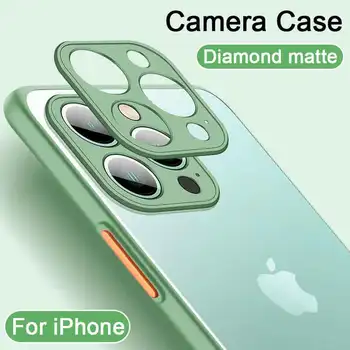 Lentila camerei Caz rezistent la Socuri Pentru iPhone 13 14 11 12 Pro Mini Max 6 7 8 Plus XR X XS MAX SE 2020 Mat Transparent Caz Capacul din Spate