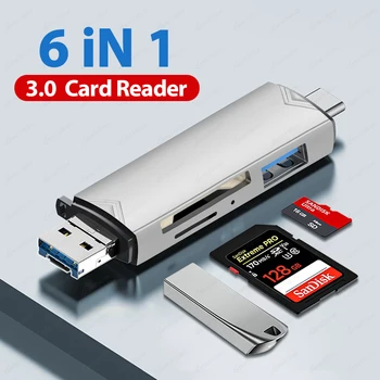 6 In 1 USB 3.0 Cititor de Card Multifuncțional Tip C SD TF U Disc Micro Unitate Flash USB Cititor de Card de Memorie Adaptor Accesorii Telefon