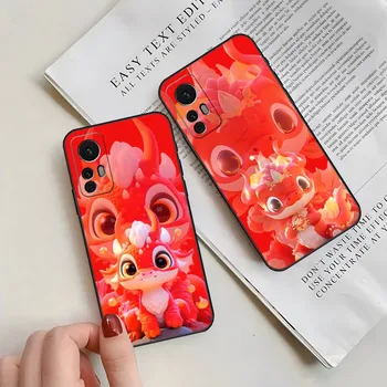 Anul nou Roșu Drăguț Dragon Chinezesc Telefon Caz Pentru Xiaomi 13 11 12 11T 9 8 9T 9SE 11i Lite Ultra Nota 10 Poco F3 Acoperi
