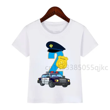 Nume Personalizat Numarul De Poliție Ziua Imprimate T-Shirt Copii Masina De Politie Sărbătoritul T-Shirt Set Cadou