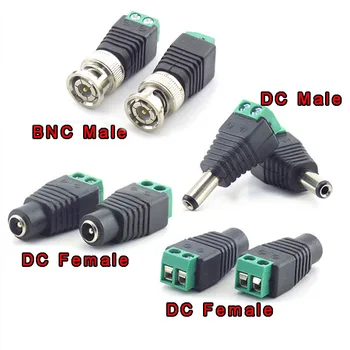 10buc 12V DC Masculin DC Mufa BNC Male Conector Plug CCTV Cablul de Alimentare DC 2.1 x 5.5 mm BNC Adaptor pentru Benzi cu Led-uri Lumina