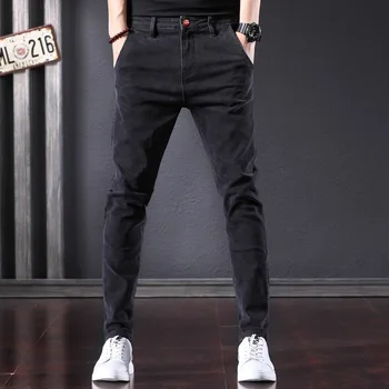 2024 Primăvara și Toamna Noua Moda Clasic Negru Stretch Pantaloni Barbati Casual Slim Confortabil Respirabil de Înaltă Calitate, Blugi
