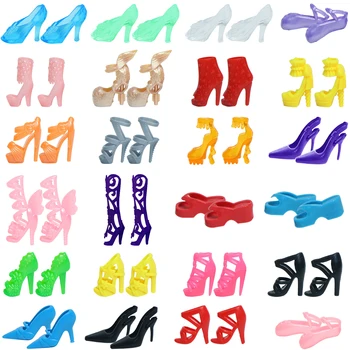 Aleatoare 10 Perechi de Pantofi Papusa Tocuri inalte Cizme Sandale Papuci de casă Asortate Papusa Pantofi pentru Papusa Barbie Accesorii Copii Fata Casei Jucarii