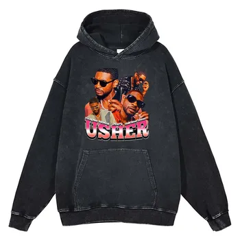 Usher Hanorace Epocă Rapper Personalitate De Moda De Imprimare Gros De Iarna Tricoul De Bumbac, Supradimensionat Barbati Casual Pulover Vrac Topuri