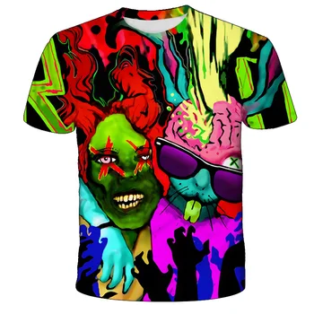 Halloween pentru Copii T-shirt Colorat Graffiti Băieți cu mâneci Scurte Casual, O-neck Top Personalizat Punk Streetwear Fete tricou
