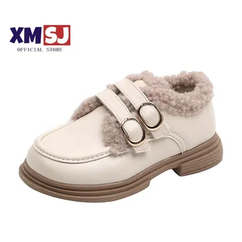 2023 Iarna Nou Stil coreean Baieti Subțire de Bumbac Moale cu Talpi Cald Dublu Cataramă Fete Pantofi de Cald pentru Copii Pluș Pantofi de Piele