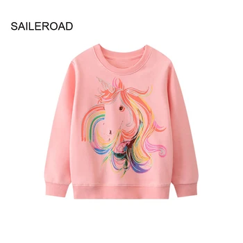SAILEROAD 2022 Noi Fete Toamna Haine de Bumbac, Îmbrăcăminte exterioară Desene animate cu Unicorn Topuri Copii Copilul Hanorac Jachete 2-7 Ani
