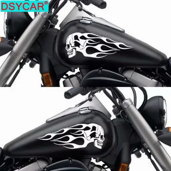 DSYCAR 1Pair Universal Motocicleta Rezervor de Gaz Craniu Flăcări Insigna Decal Autocolant Flăcări Colți Autocolante