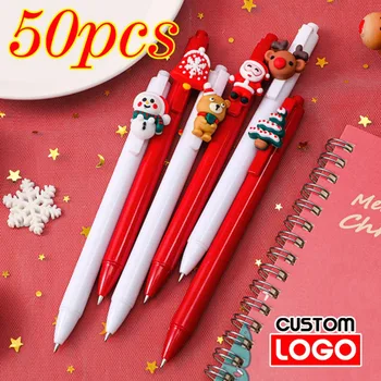 50pcs de Crăciun din Plastic Pix Personalizat Logo-ul de Crăciun, Cadou Stilou de Birou Semnătura Pen en-Gros de Litere Gravate Numele